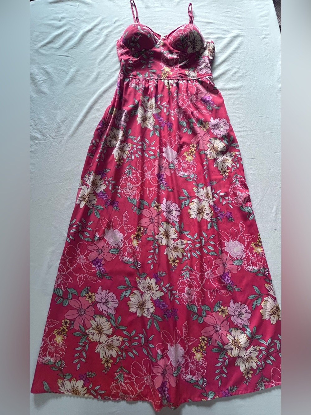 B.O.G. Collective Red Floral Bustier Maxi Dress Size M